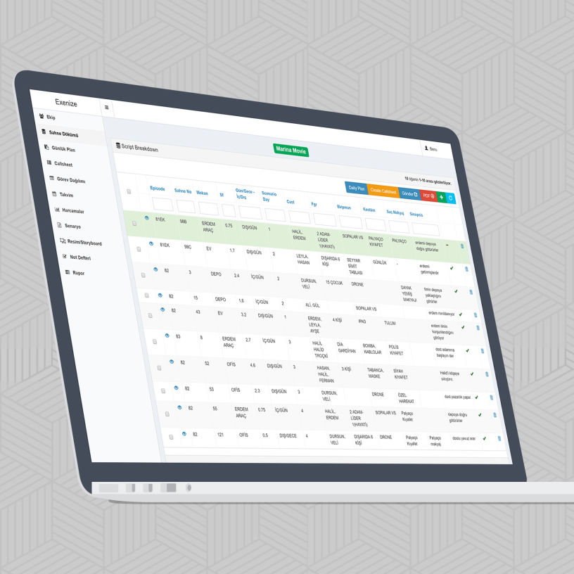 Exenize Sahne Dökümü ScriptBreakdown
